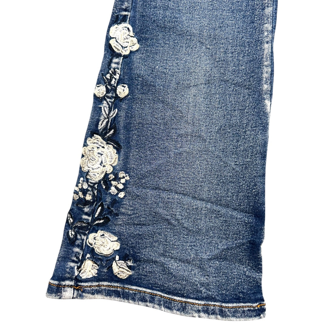 Boho Embroidered Floral Flare Jeans