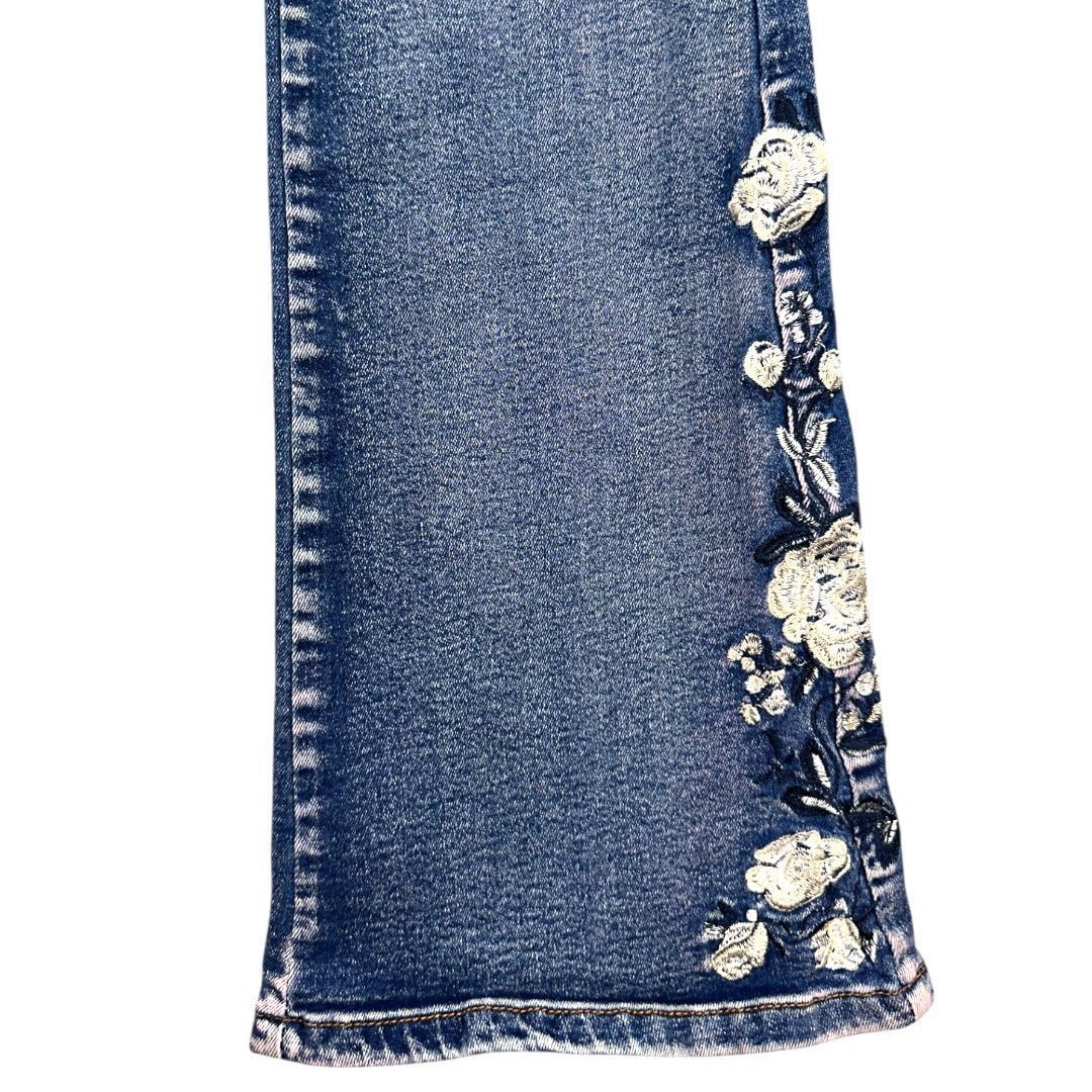 Boho Embroidered Floral Flare Jeans