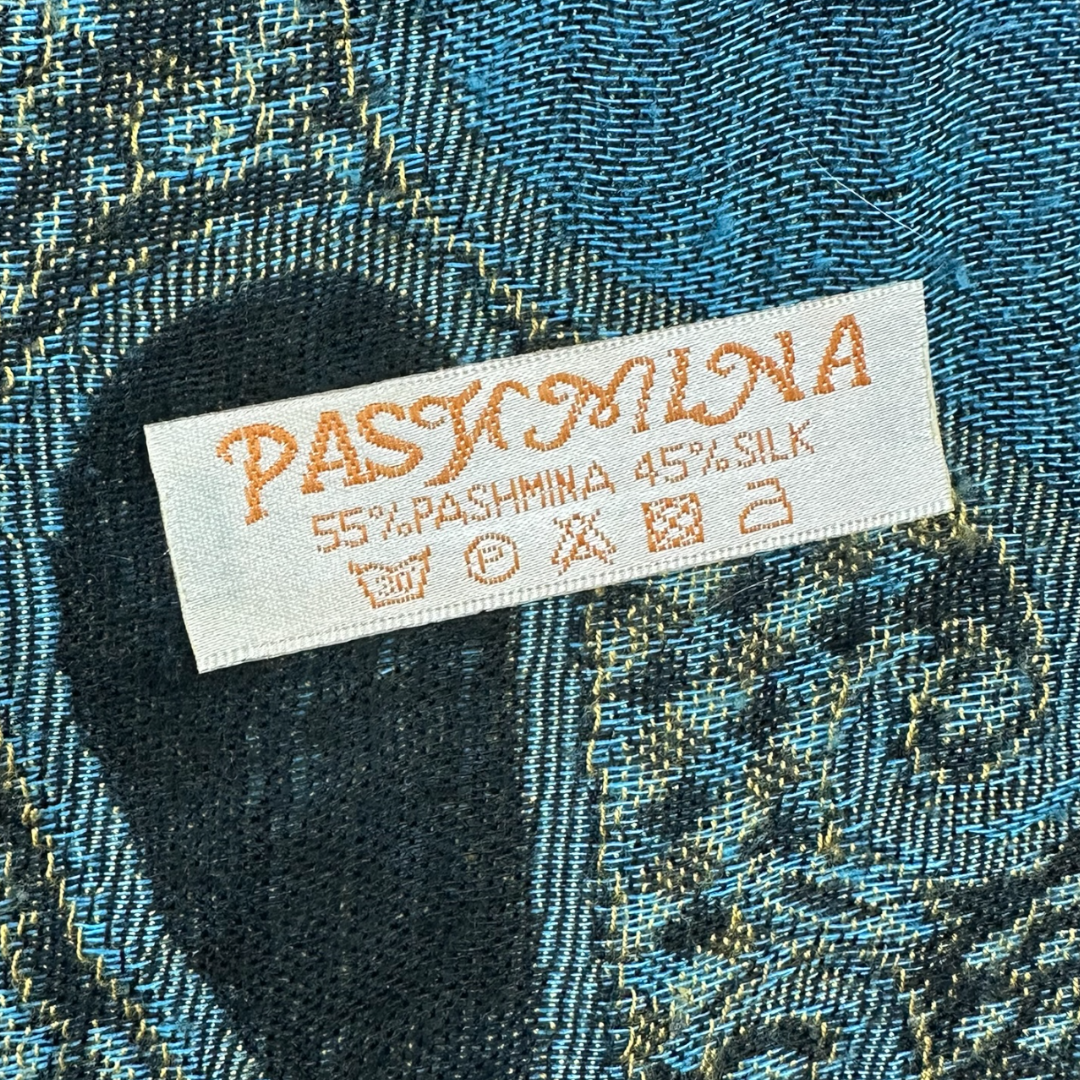 Blue Paisley Patterned Pashmina Shawl