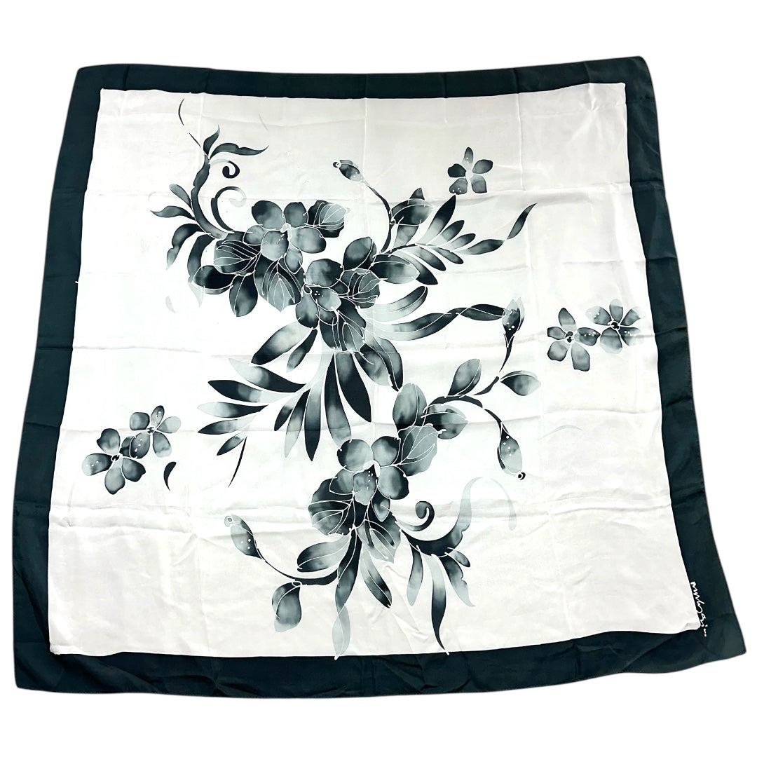 Black & White Floral Square Scarf
