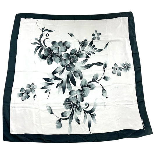 Black & White Floral Square Scarf