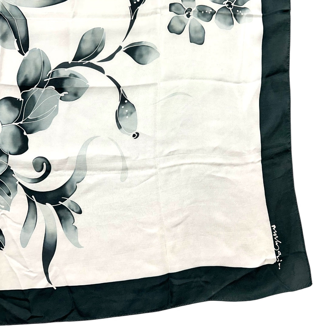 Black & White Floral Square Scarf