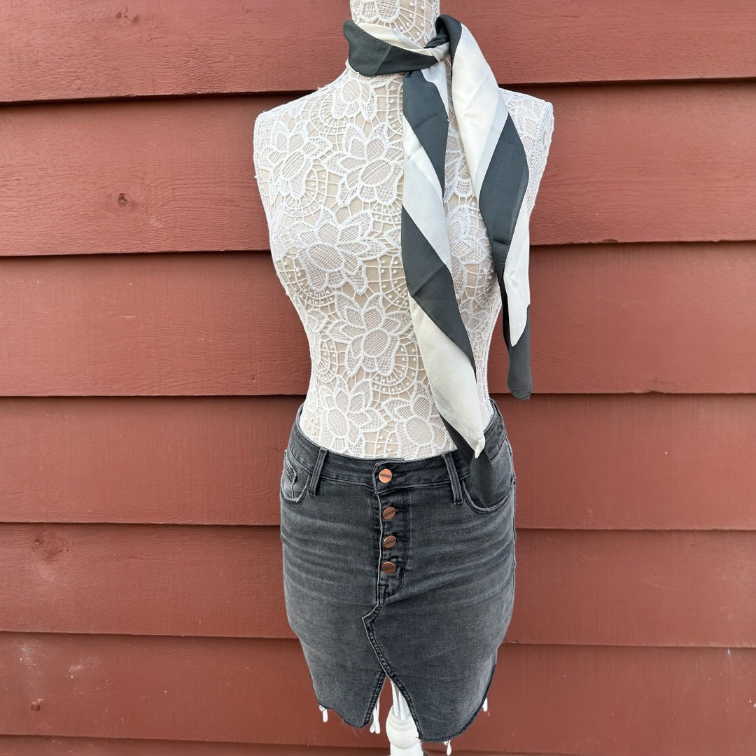 Black & White Floral Square Scarf