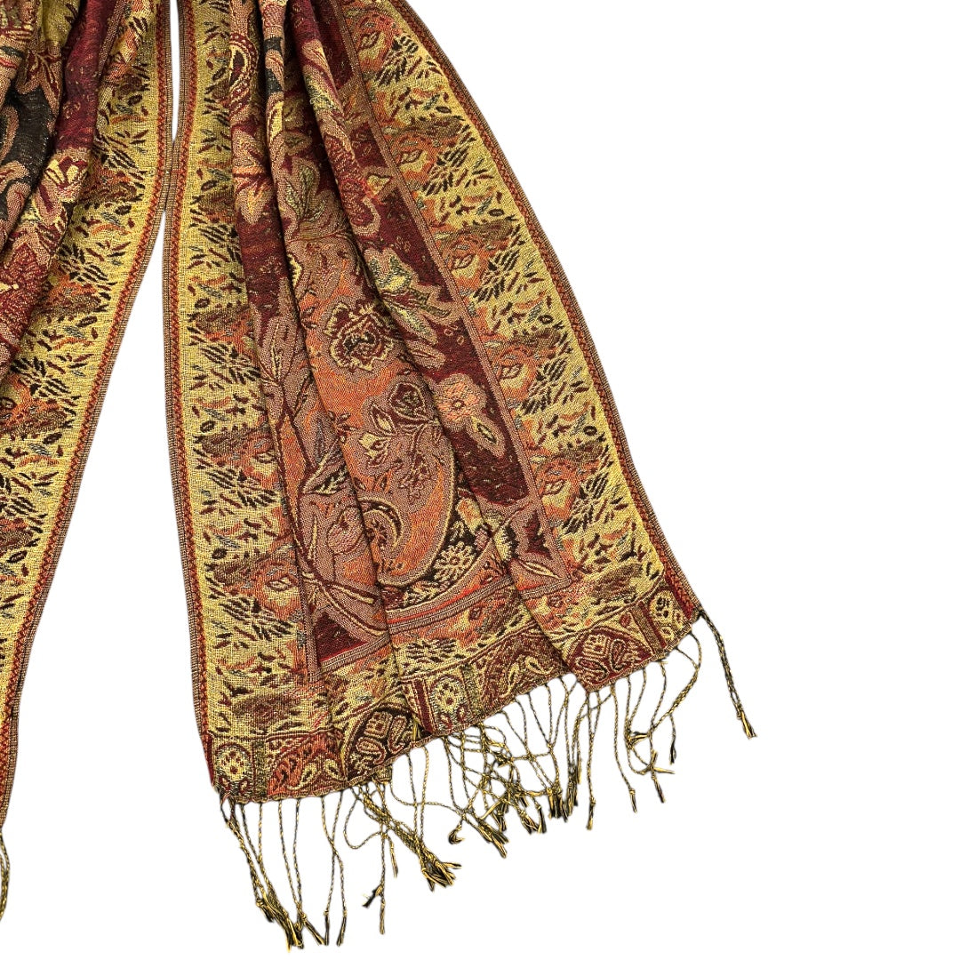 Red & Gold Pashmina and Silk Scarf