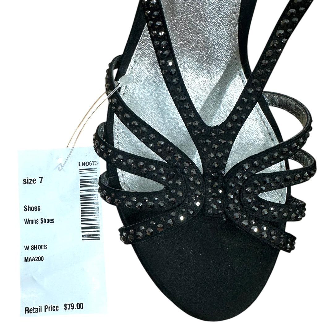 Nina Bobbie Black Luster Satin Dressy Sandals NWT