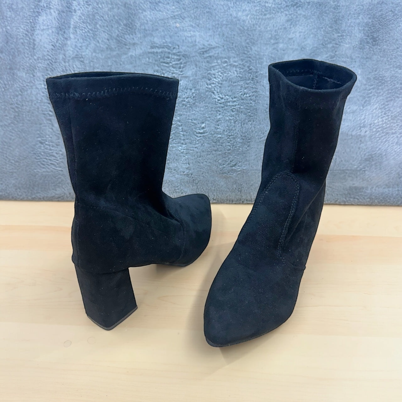 Black Faux Suede Sock Boot