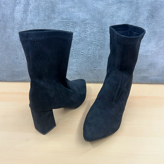 Black Faux Suede Sock Boot