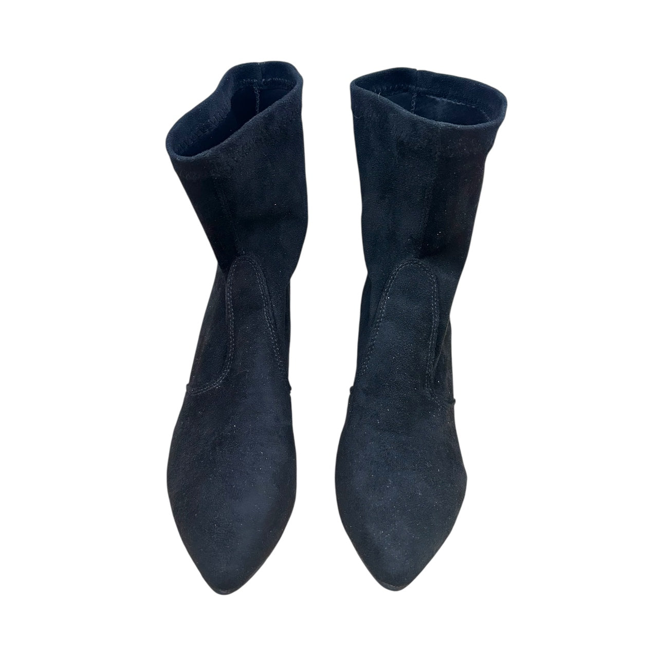 Black Faux Suede Sock Boot