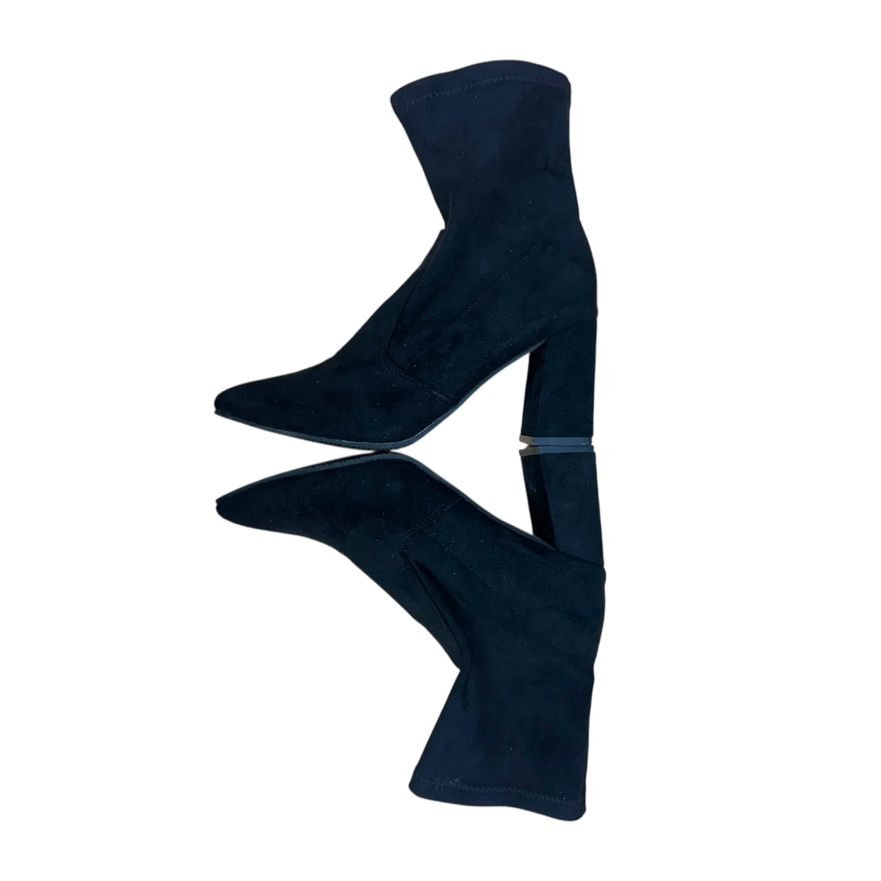 Black Faux Suede Sock Boot