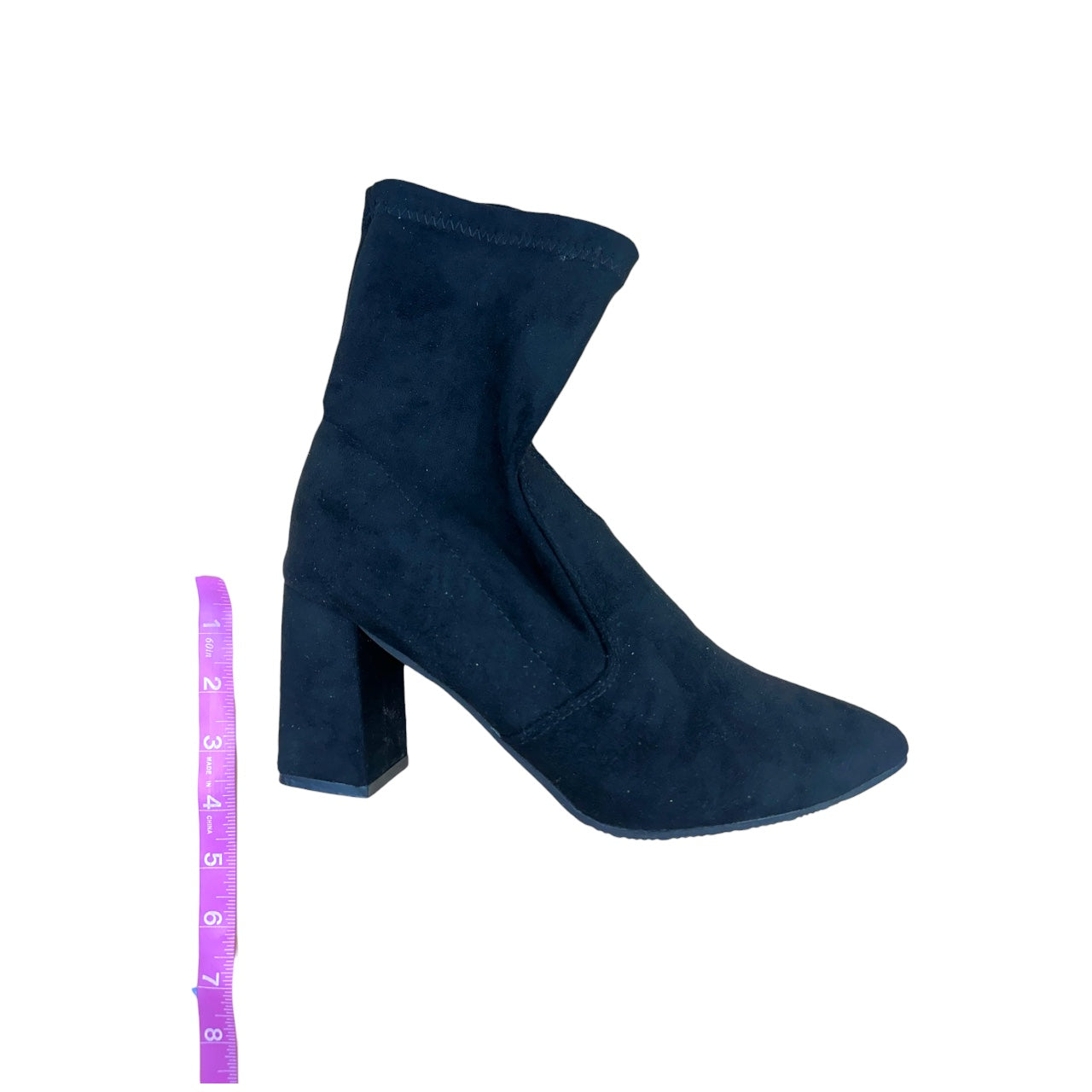 Black Faux Suede Sock Boot