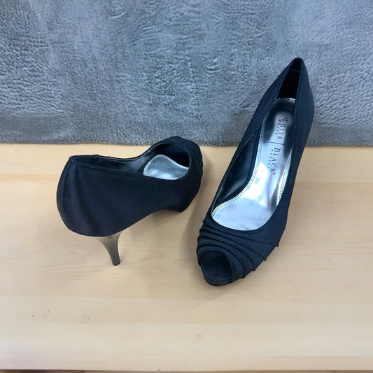 White House Black Market Jordin Black Satin Peep Toe Pumps