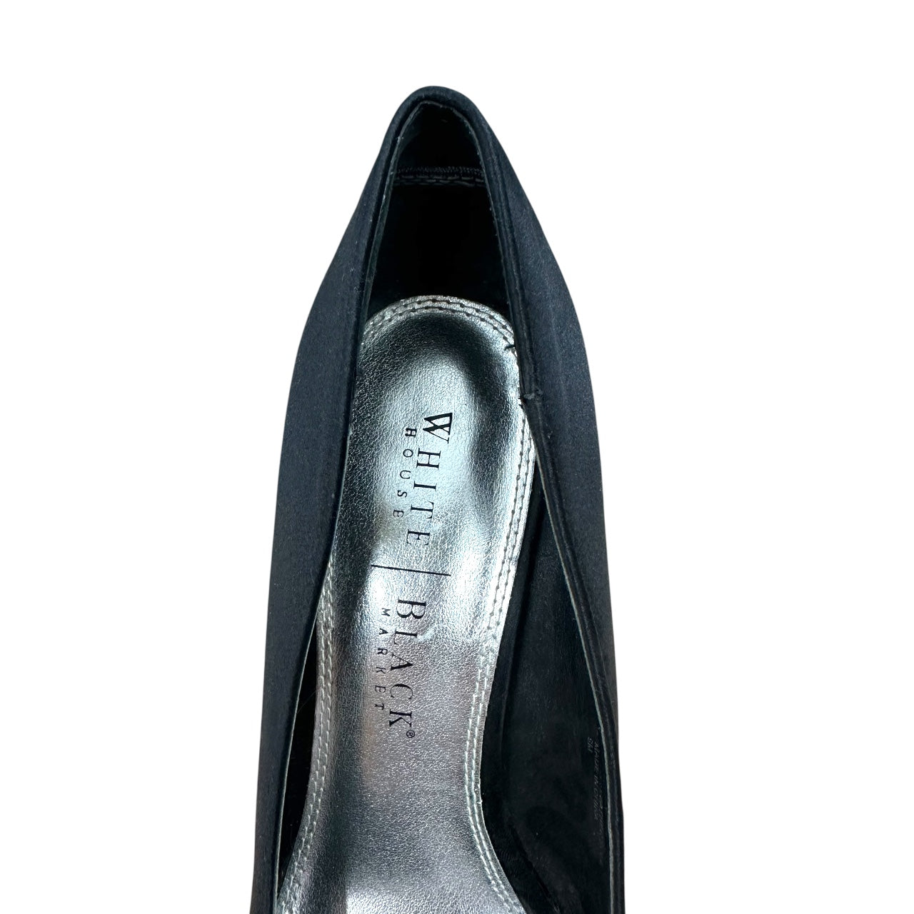 White House Black Market Jordin Black Satin Peep Toe Pumps