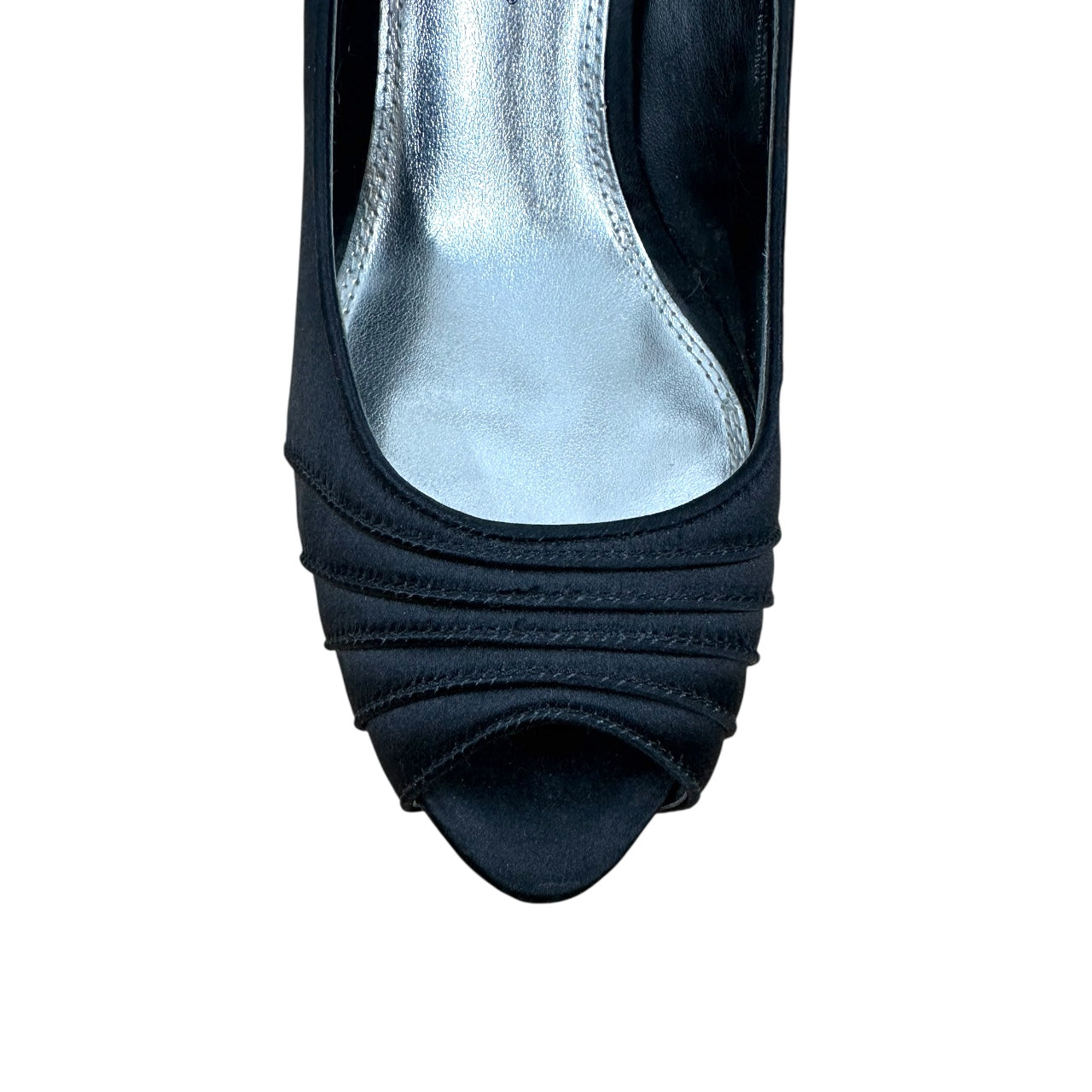 White House Black Market Jordin Black Satin Peep Toe Pumps