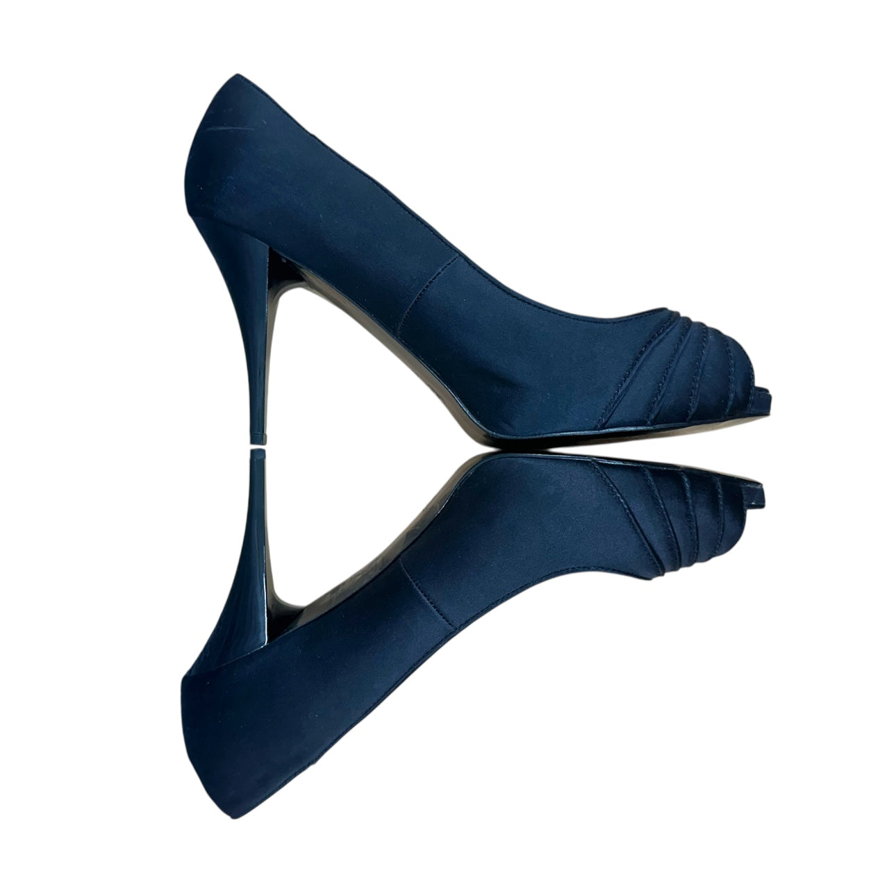 White House Black Market Jordin Black Satin Peep Toe Pumps