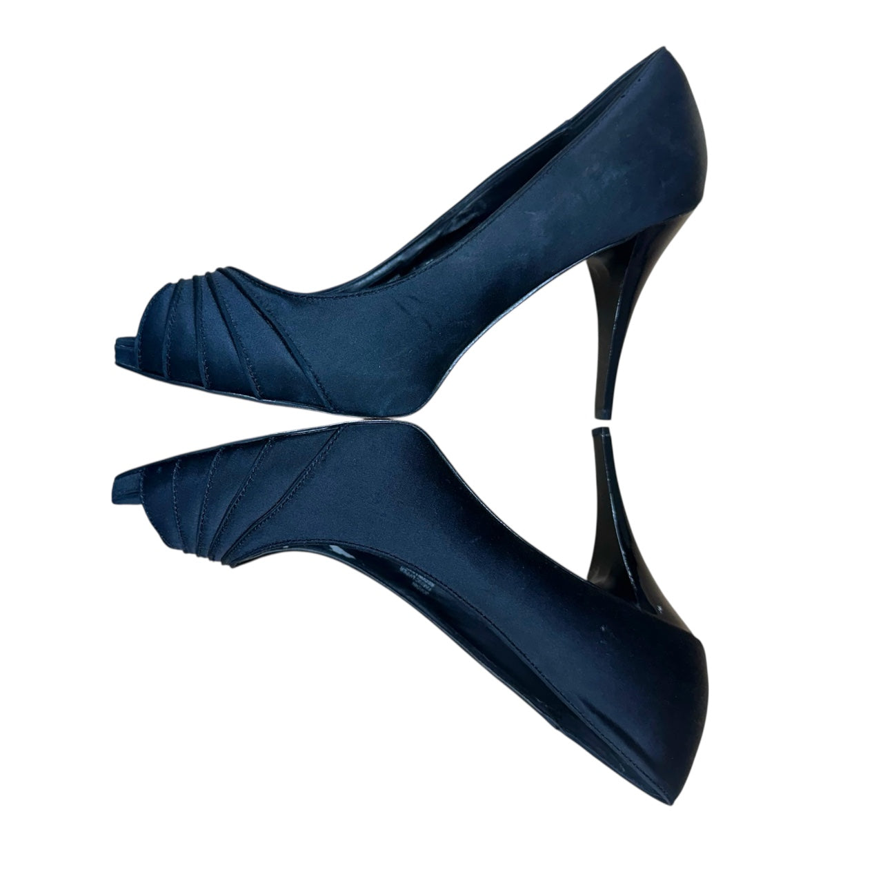 White House Black Market Jordin Black Satin Peep Toe Pumps
