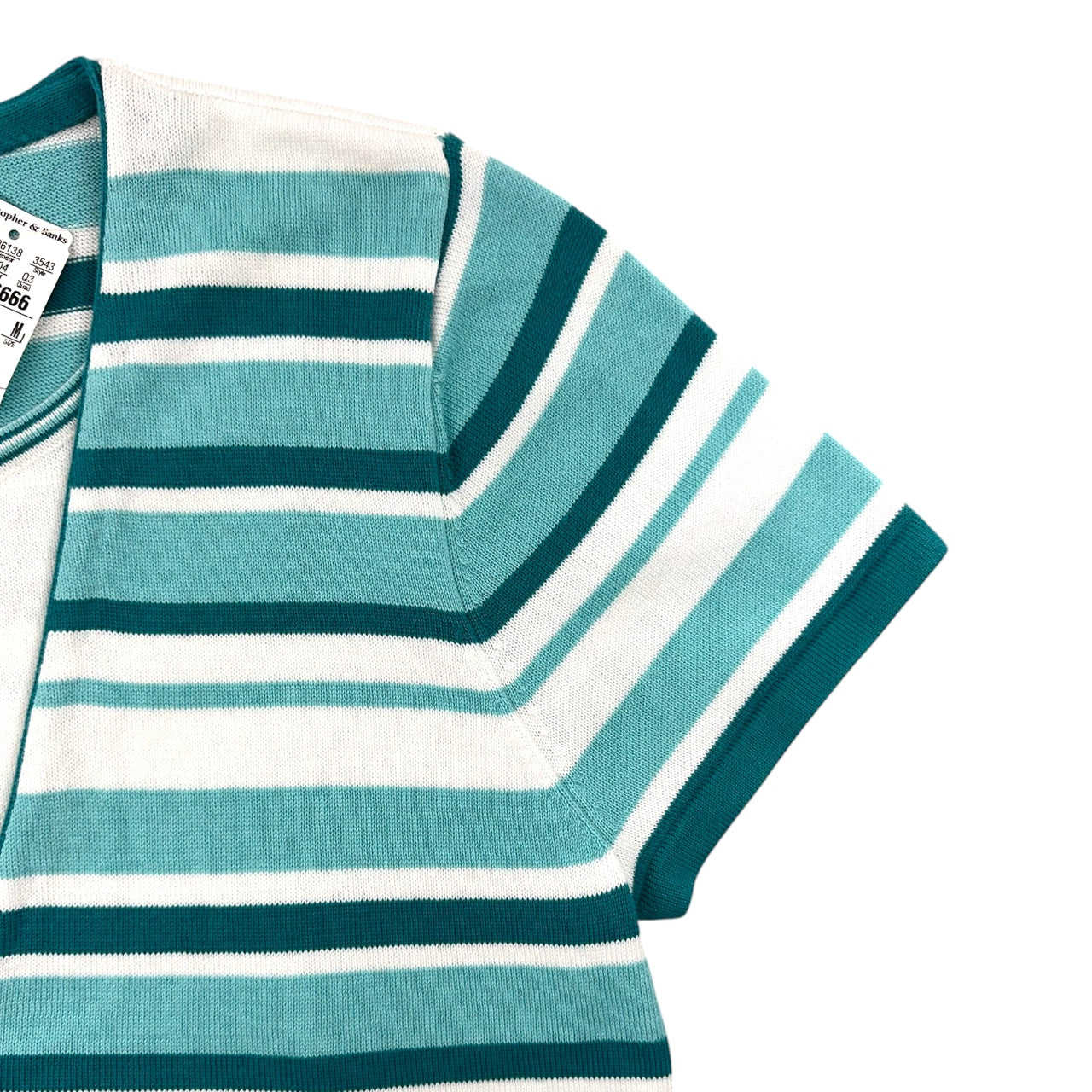 Y2K Christopher & Banks Striped Short Sleeve Cardigan Blouse