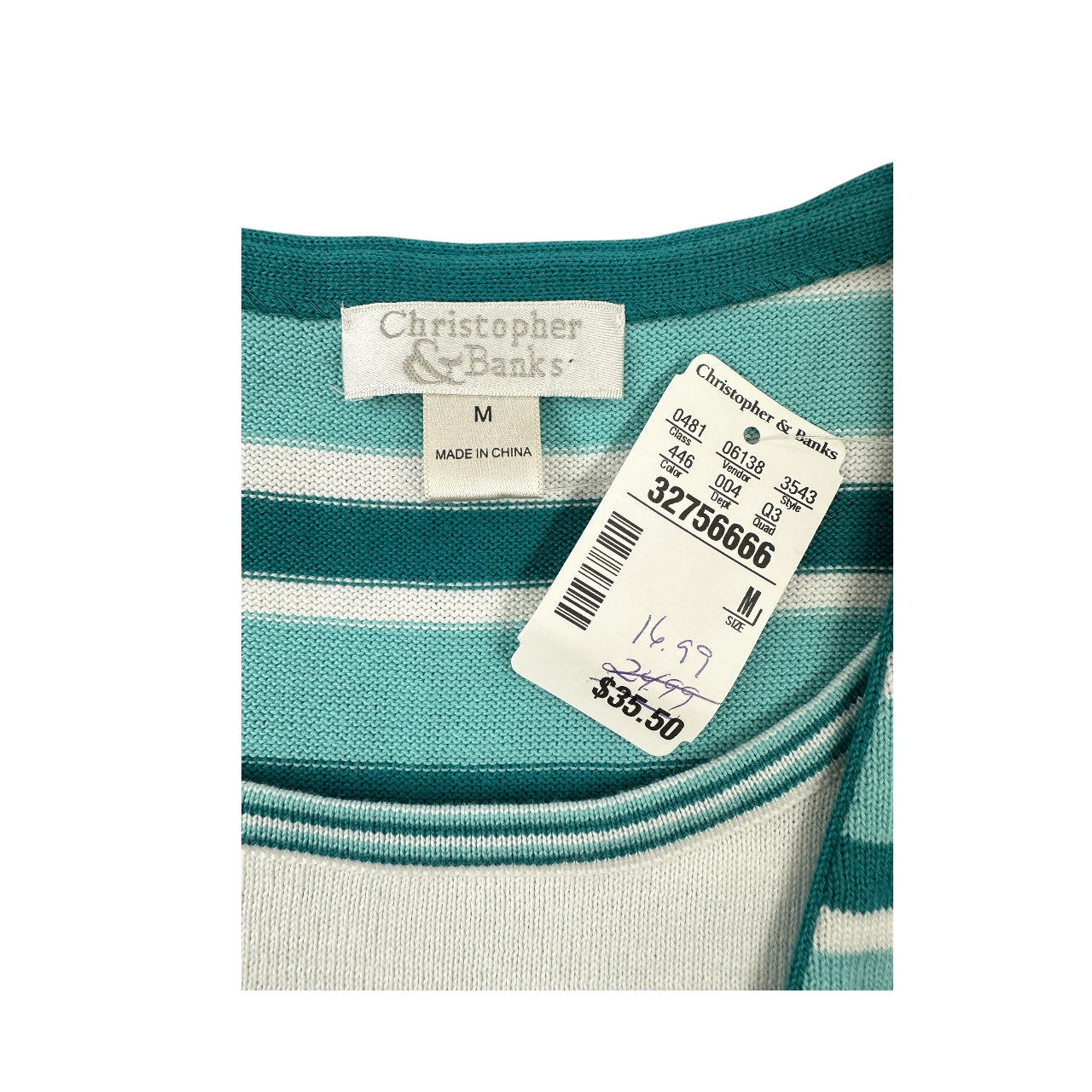 Y2K Christopher & Banks Striped Short Sleeve Cardigan Blouse