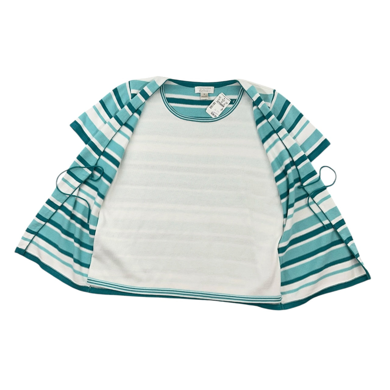 Y2K Christopher & Banks Striped Short Sleeve Cardigan Blouse