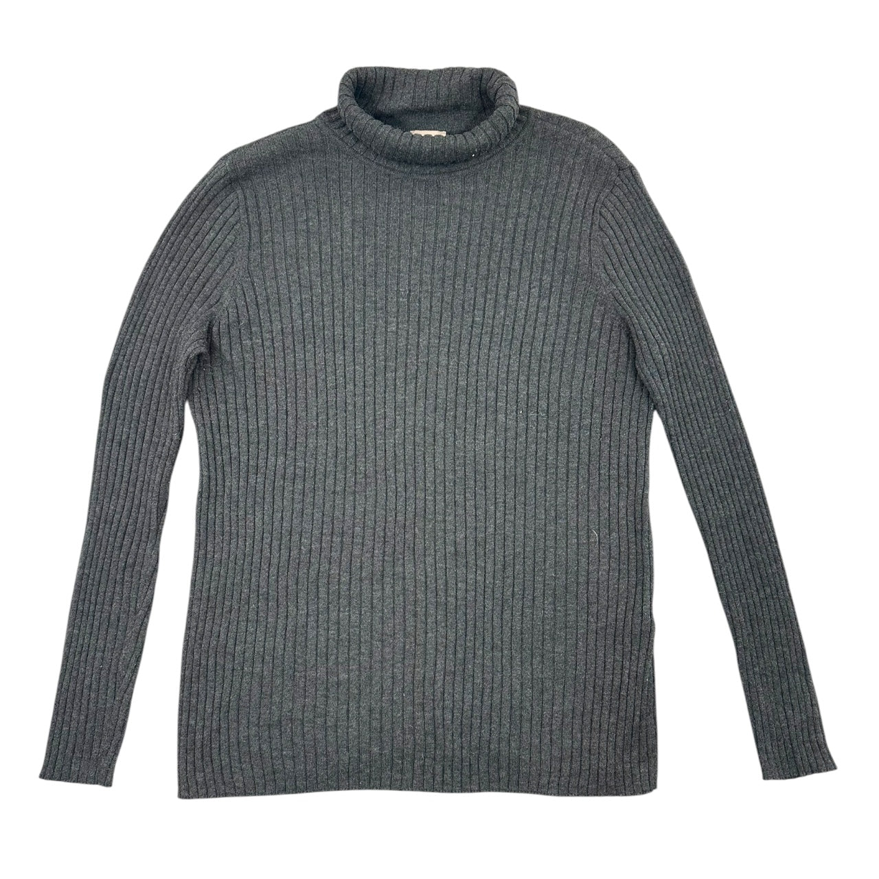 Gray Ribbed Turtleneck Sweater