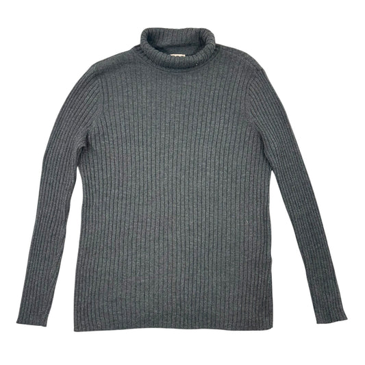 Gray Ribbed Turtleneck Sweater
