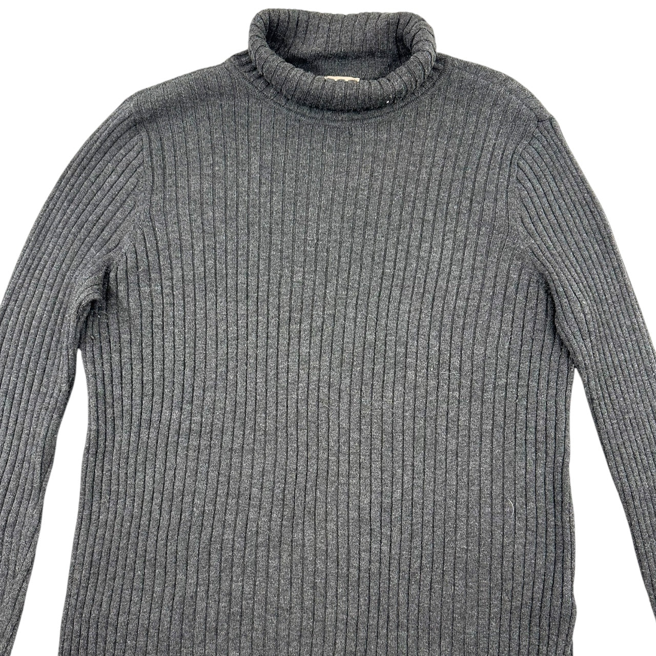 Gray Ribbed Turtleneck Sweater