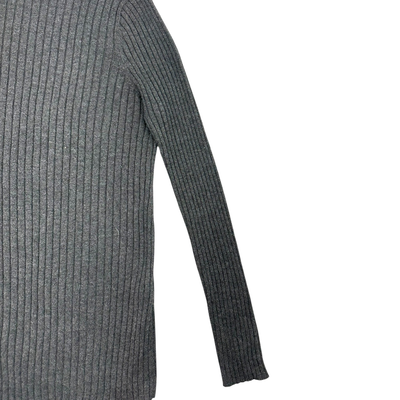 Gray Ribbed Turtleneck Sweater