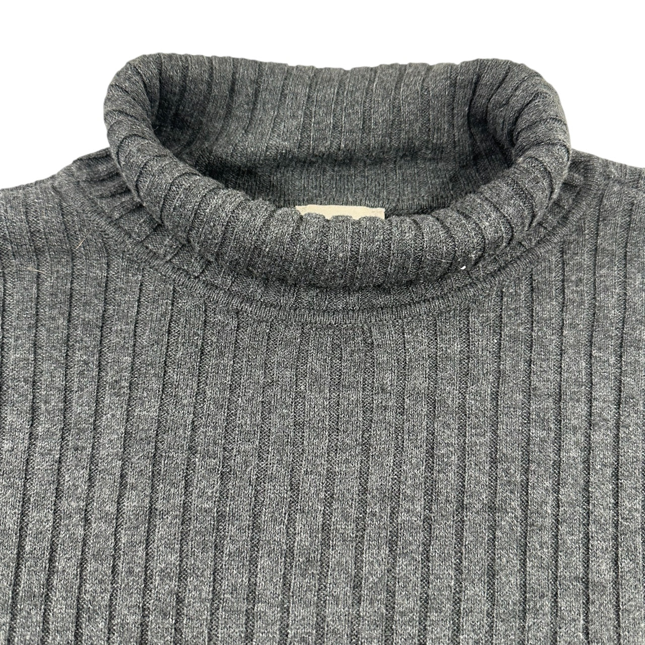 Gray Ribbed Turtleneck Sweater