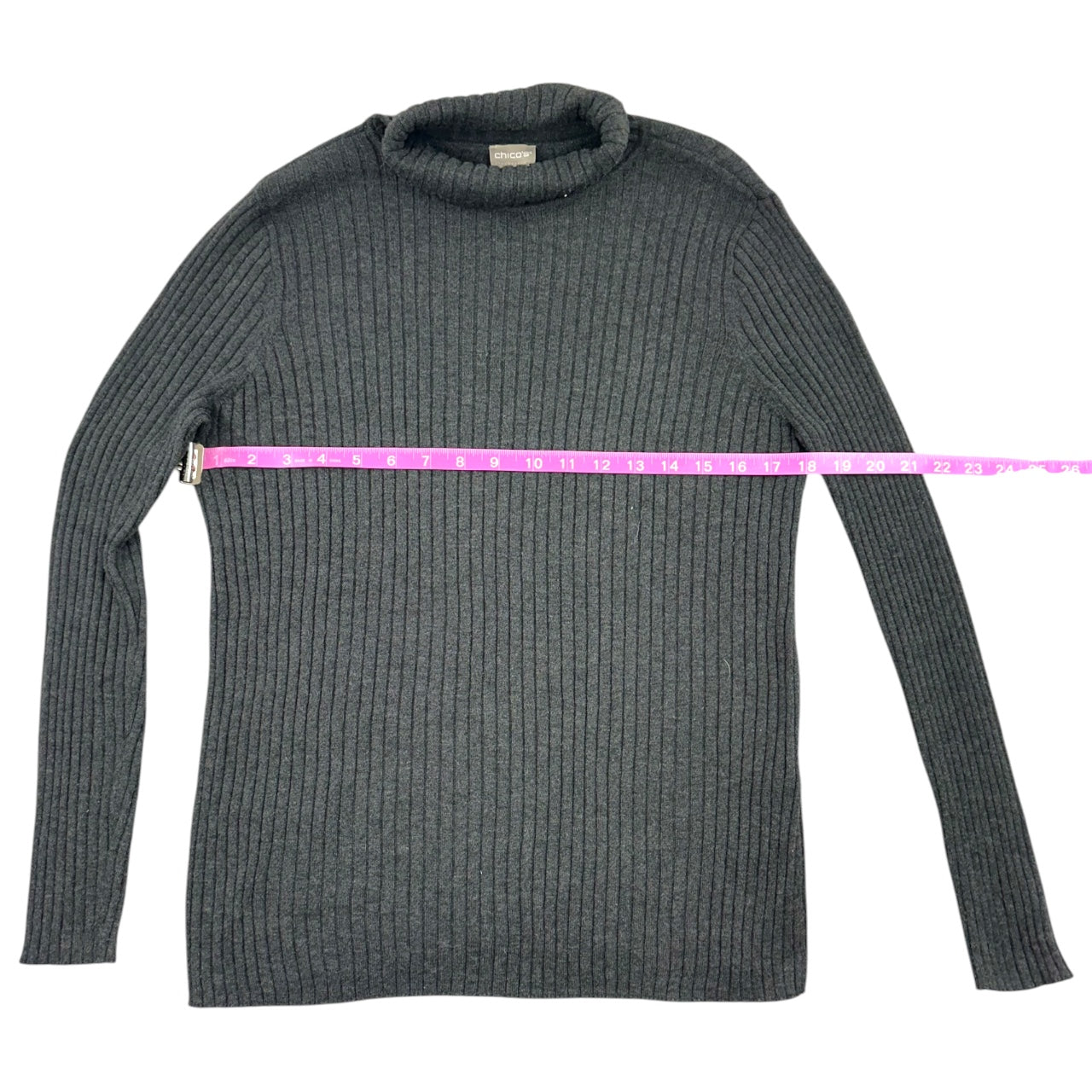Gray Ribbed Turtleneck Sweater