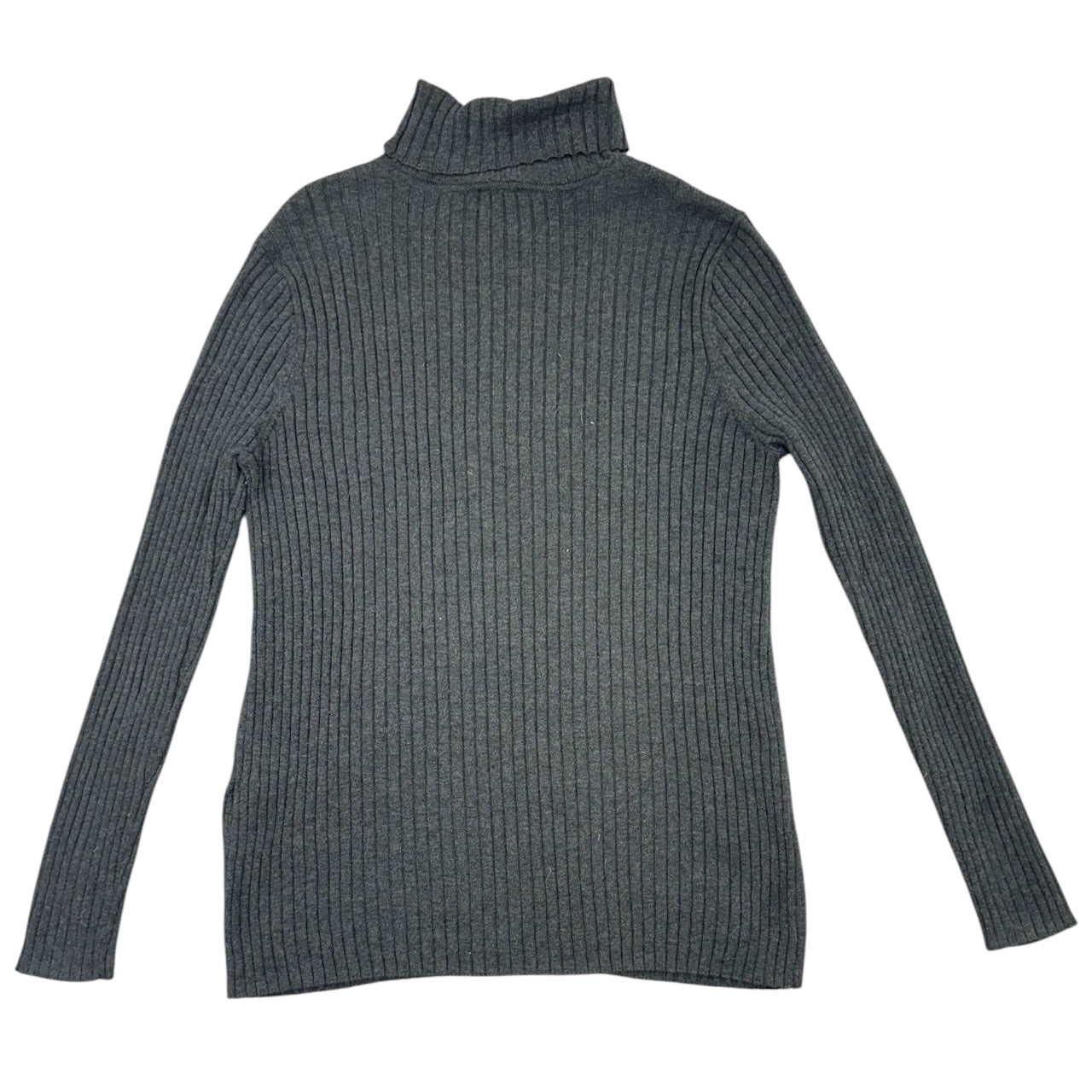 Gray Ribbed Turtleneck Sweater