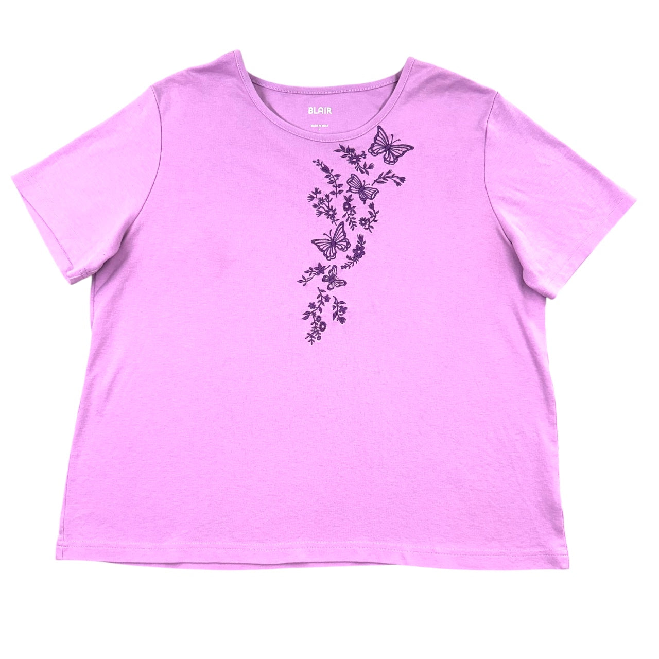 Y2K Blair Lilac Short Sleeve Embroidered Butterfly Tee