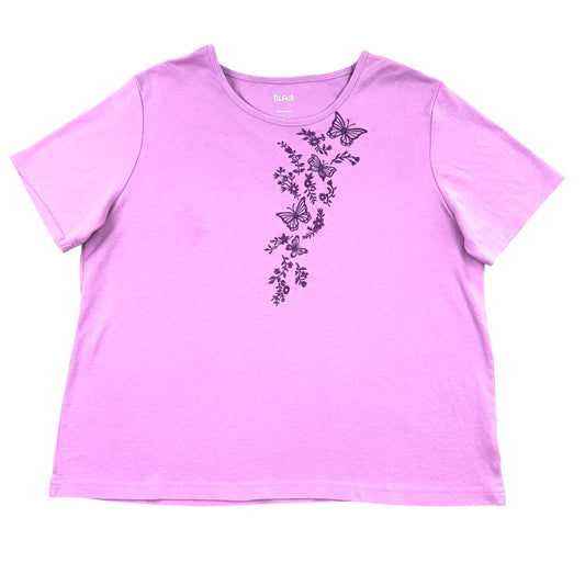 Y2K Blair Lilac Short Sleeve Embroidered Butterfly Tee