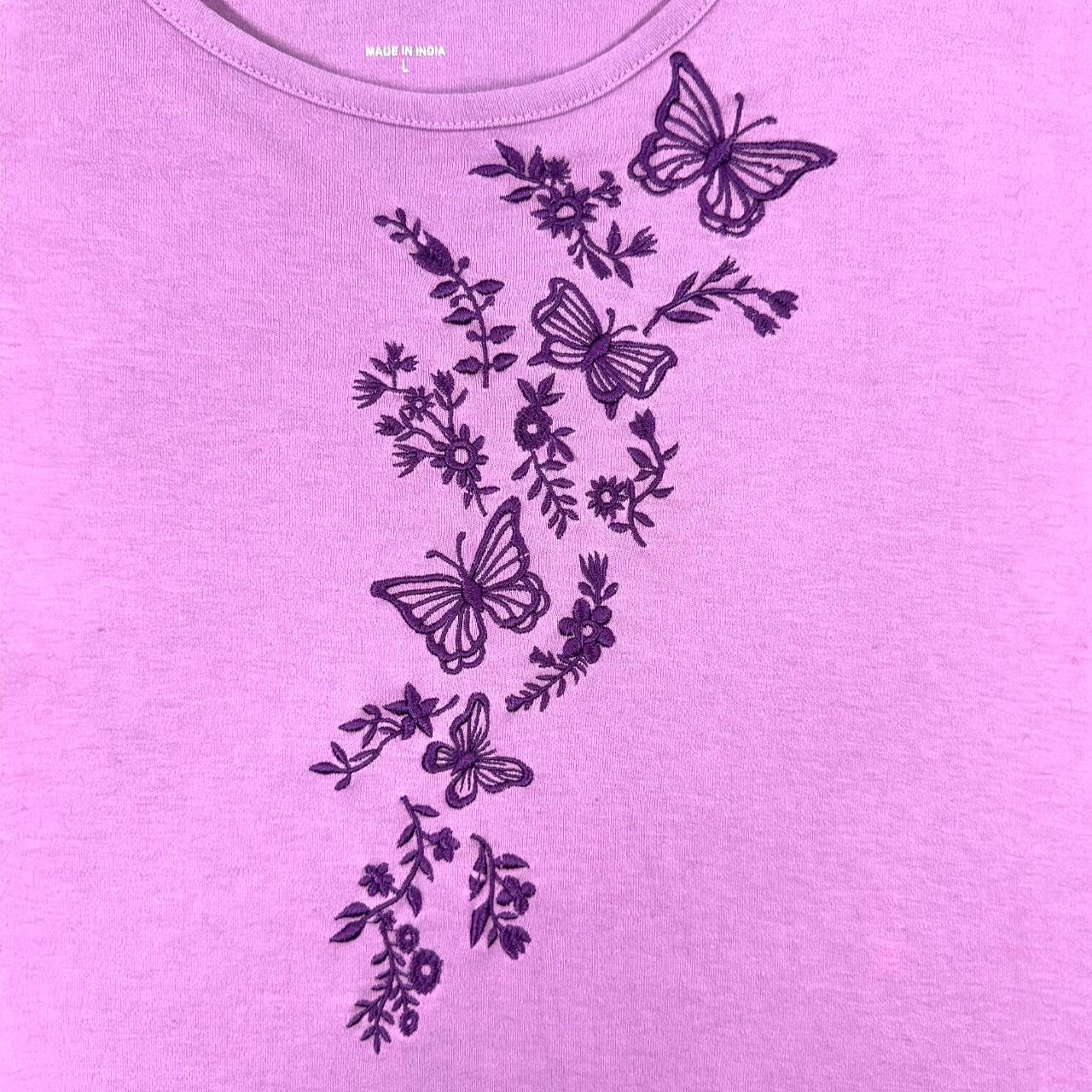 Y2K Blair Lilac Short Sleeve Embroidered Butterfly Tee