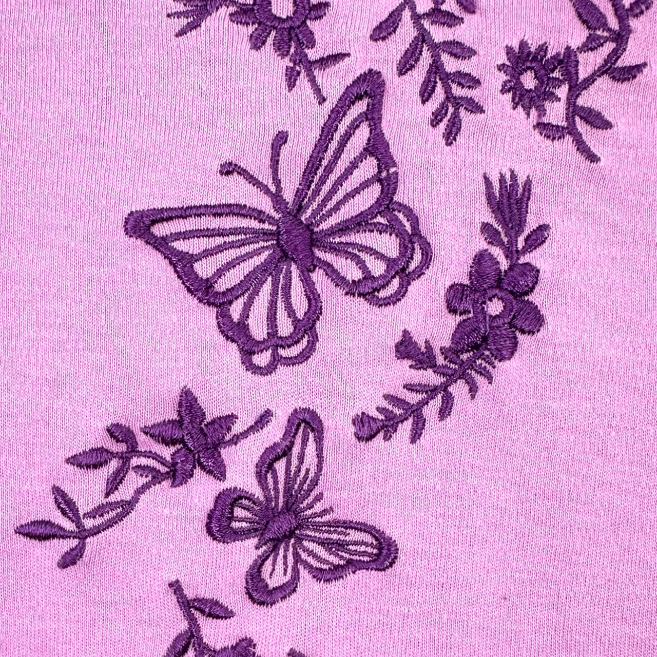 Y2K Blair Lilac Short Sleeve Embroidered Butterfly Tee