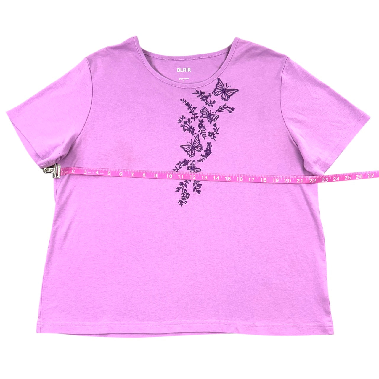 Y2K Blair Lilac Short Sleeve Embroidered Butterfly Tee