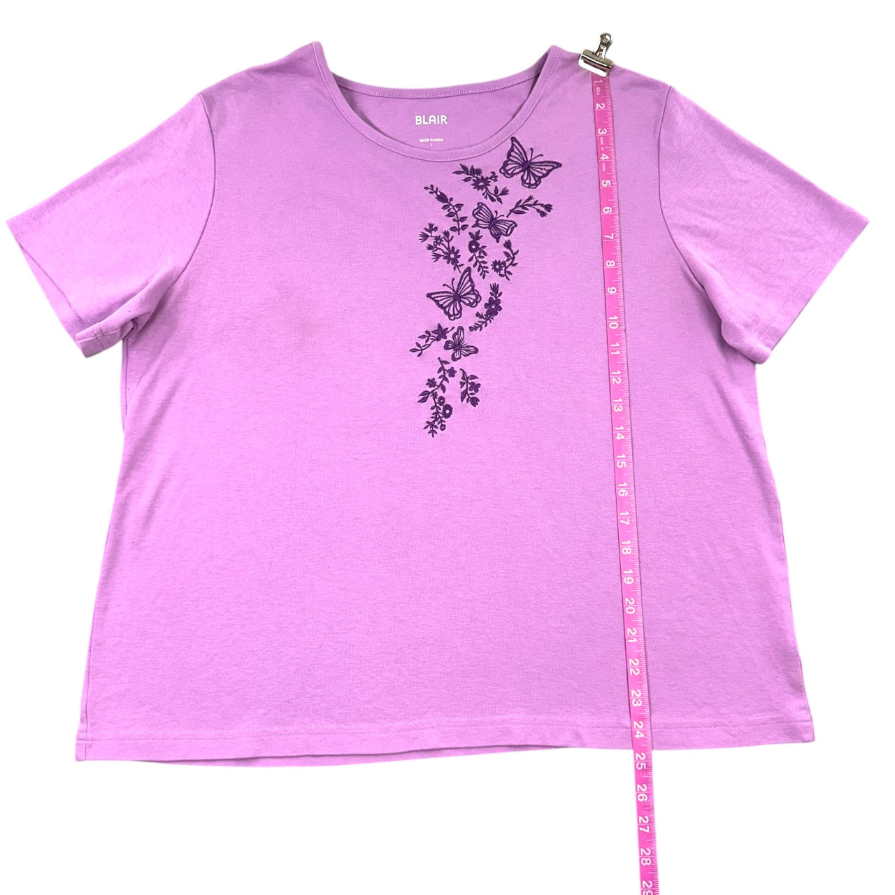 Y2K Blair Lilac Short Sleeve Embroidered Butterfly Tee