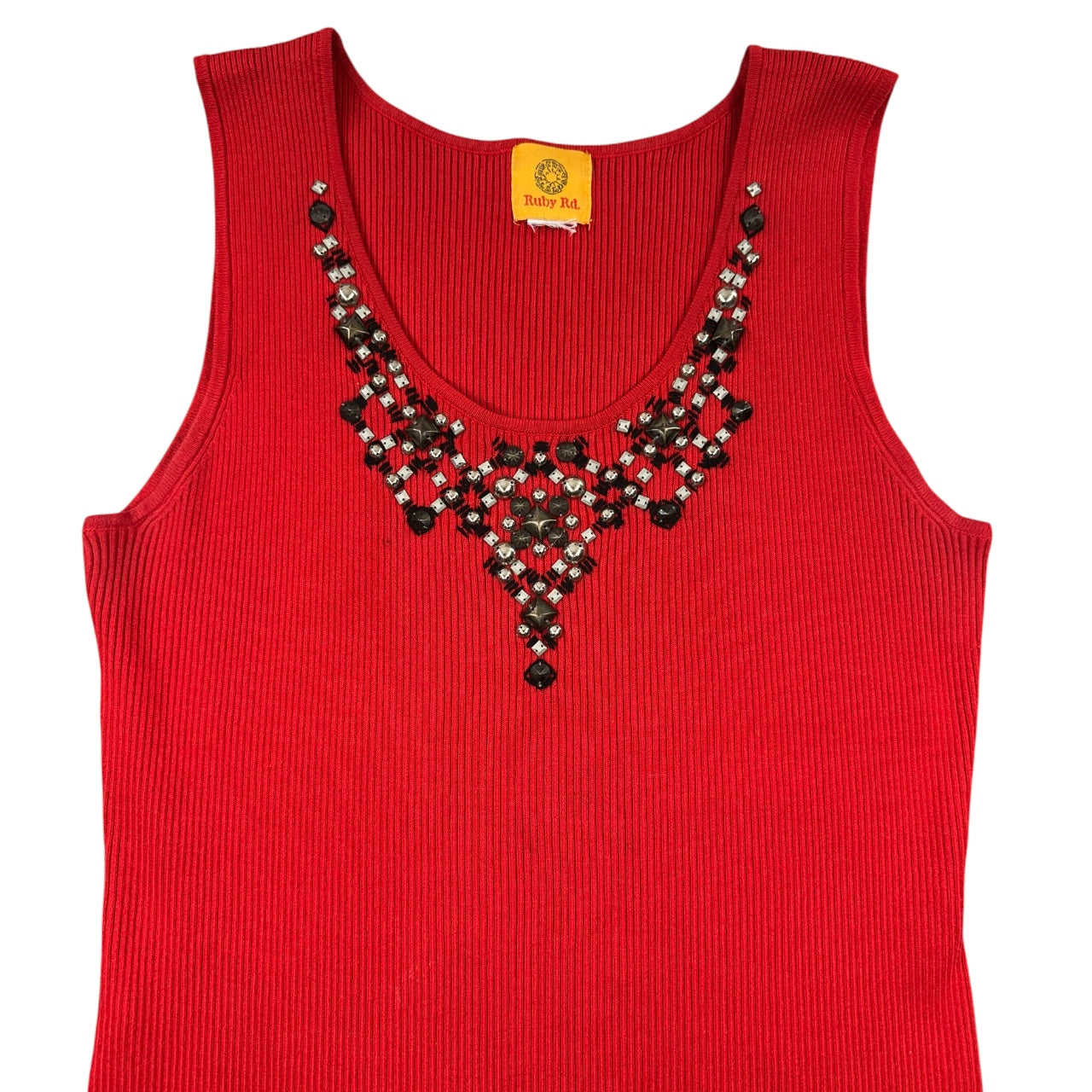 Y2K Ruby Rd. Red Ribbed Tank Top