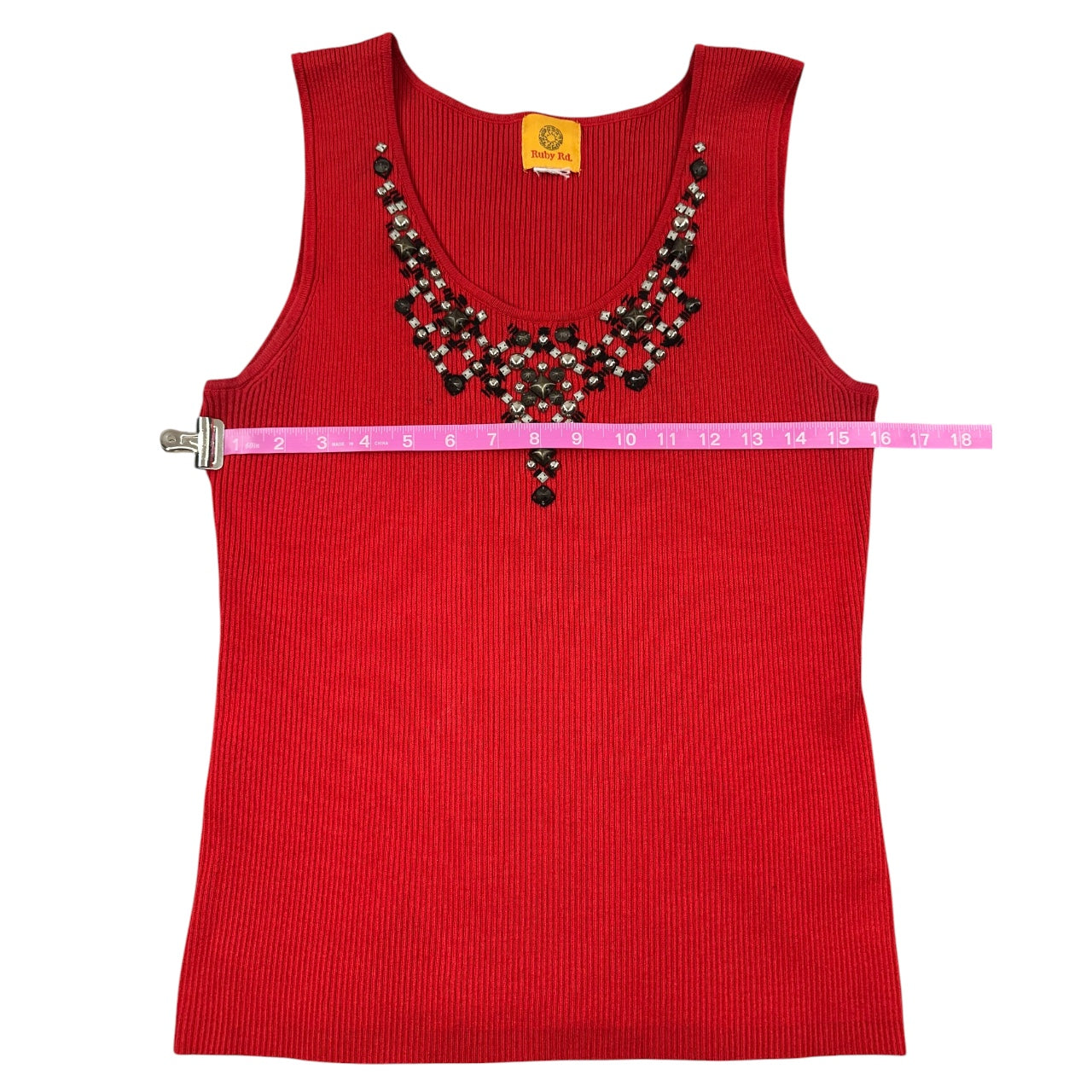 Y2K Ruby Rd. Red Ribbed Tank Top