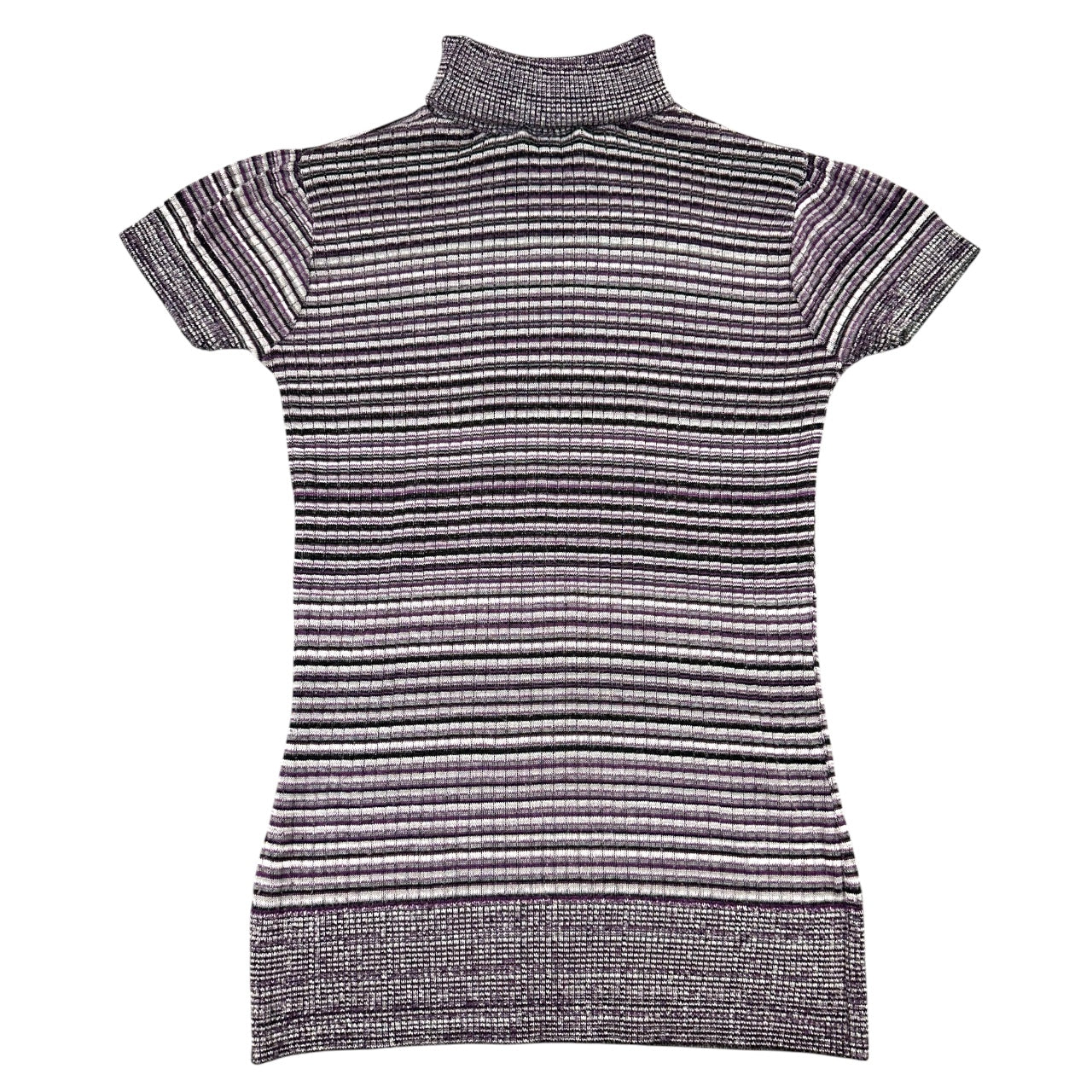 Y2K iZ Byer Purple and White Short Sleeve Turtleneck Knit Top