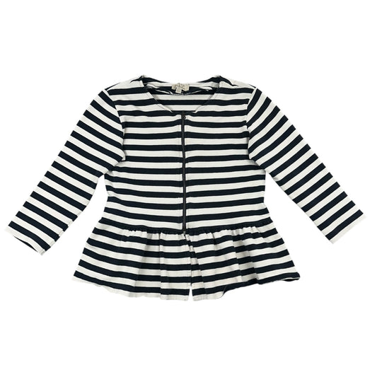 Zara Trafaluc Navy & White Striped Peplum Zip Up Jacket
