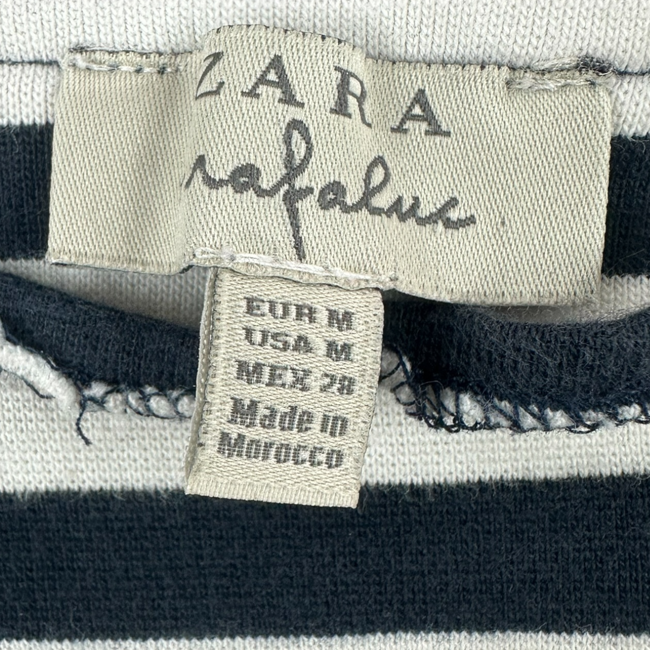 Zara Trafaluc Navy & White Striped Peplum Zip Up Jacket