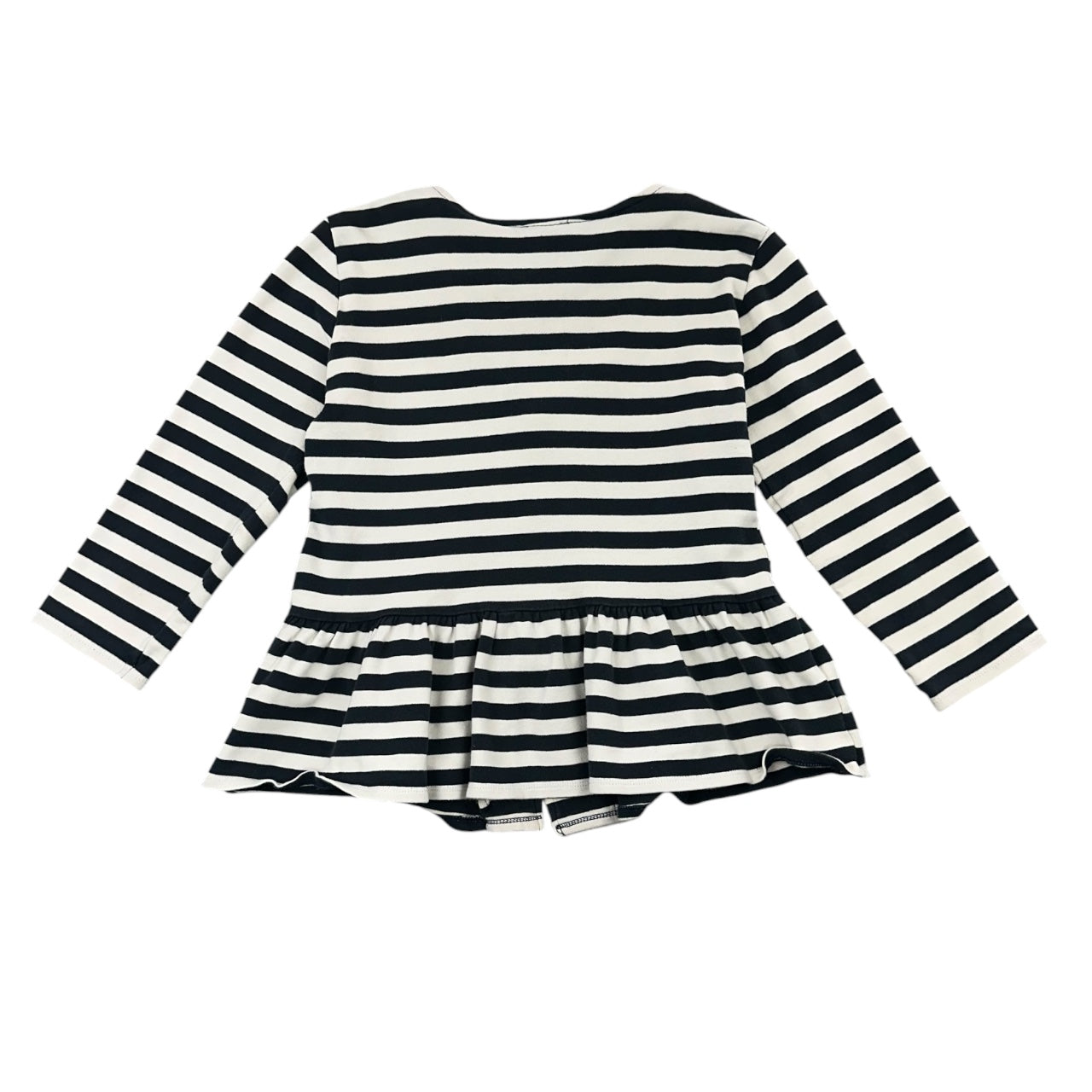 Zara Trafaluc Navy & White Striped Peplum Zip Up Jacket