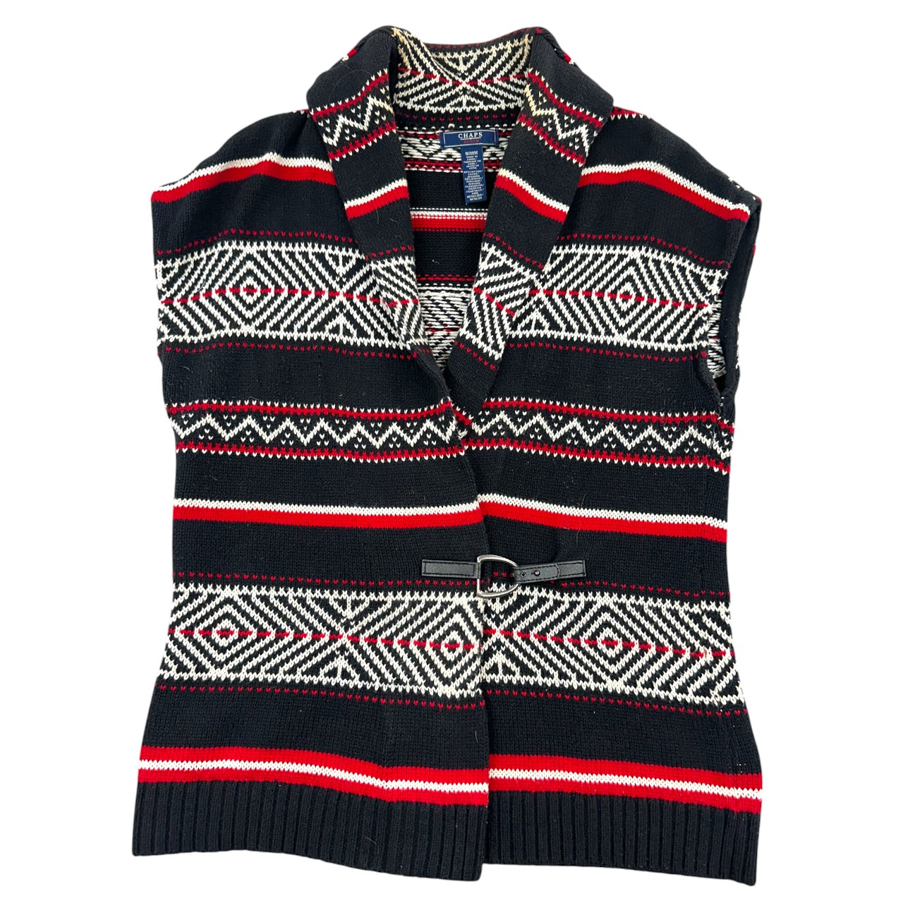 Chaps Geometric Sweater Vest with Toggle Closure