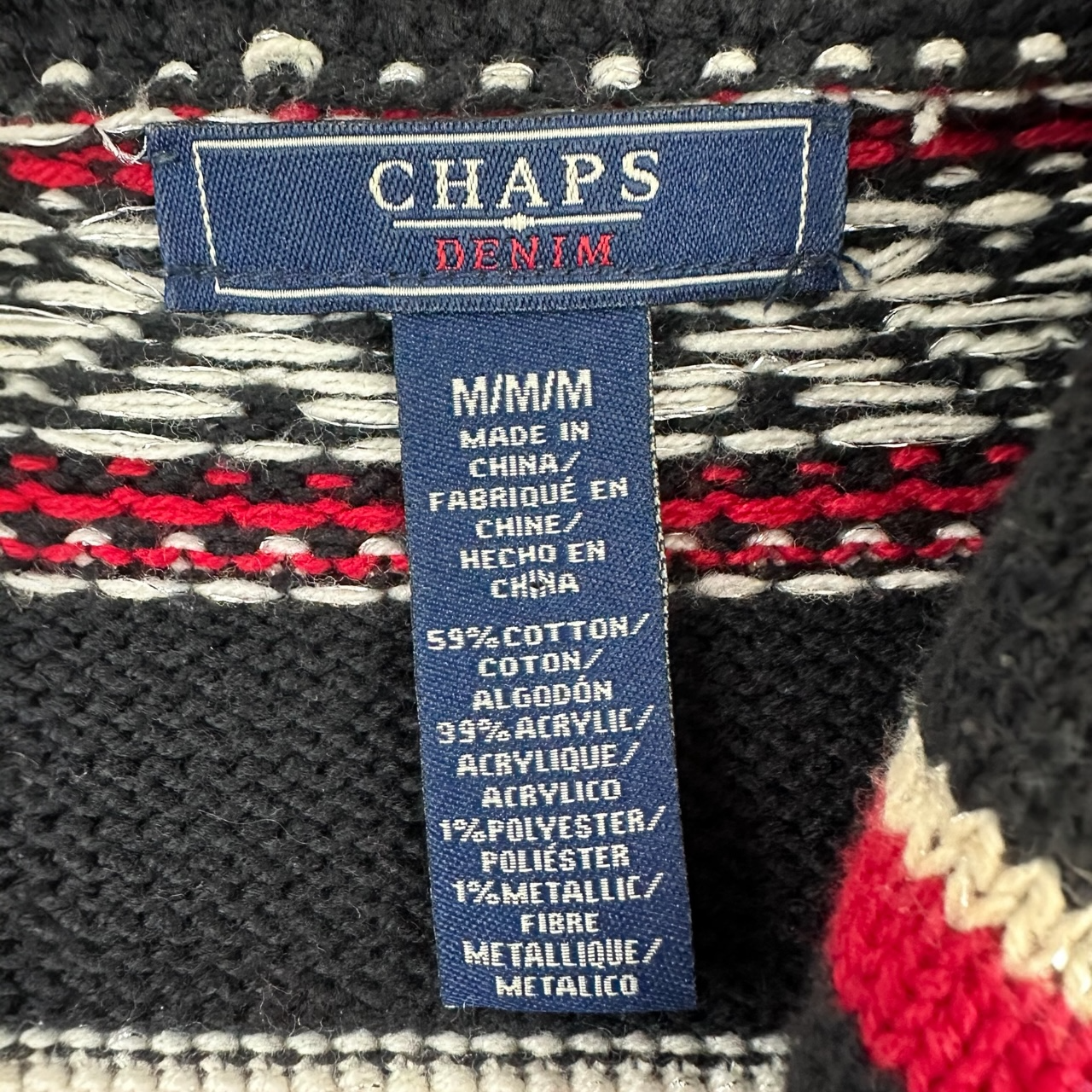 Chaps Geometric Sweater Vest with Toggle Closure
