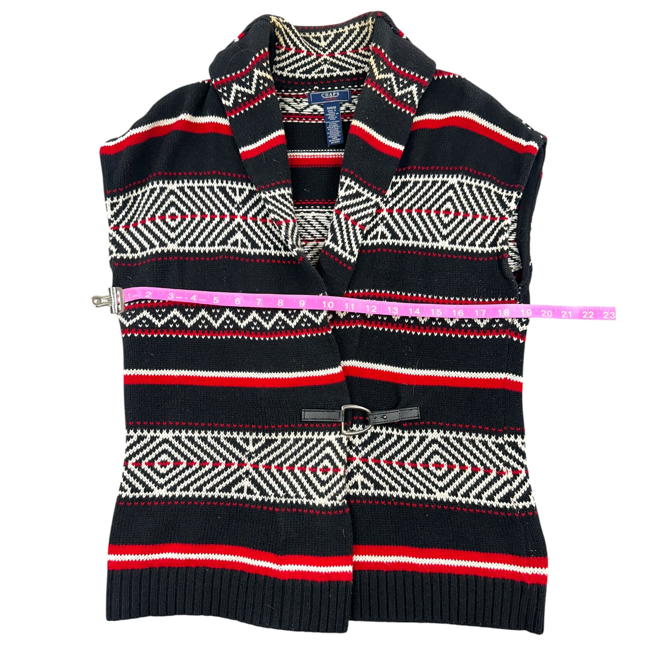 Chaps Geometric Sweater Vest with Toggle Closure