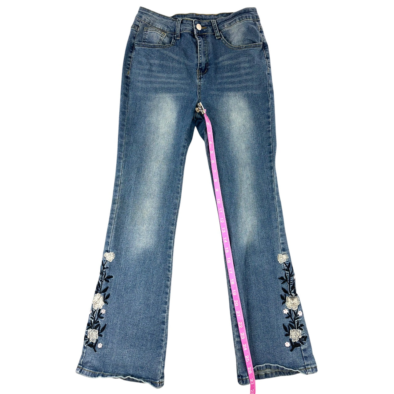 Boho Y2K Fairycore Floral Embroidered Flare Jeans