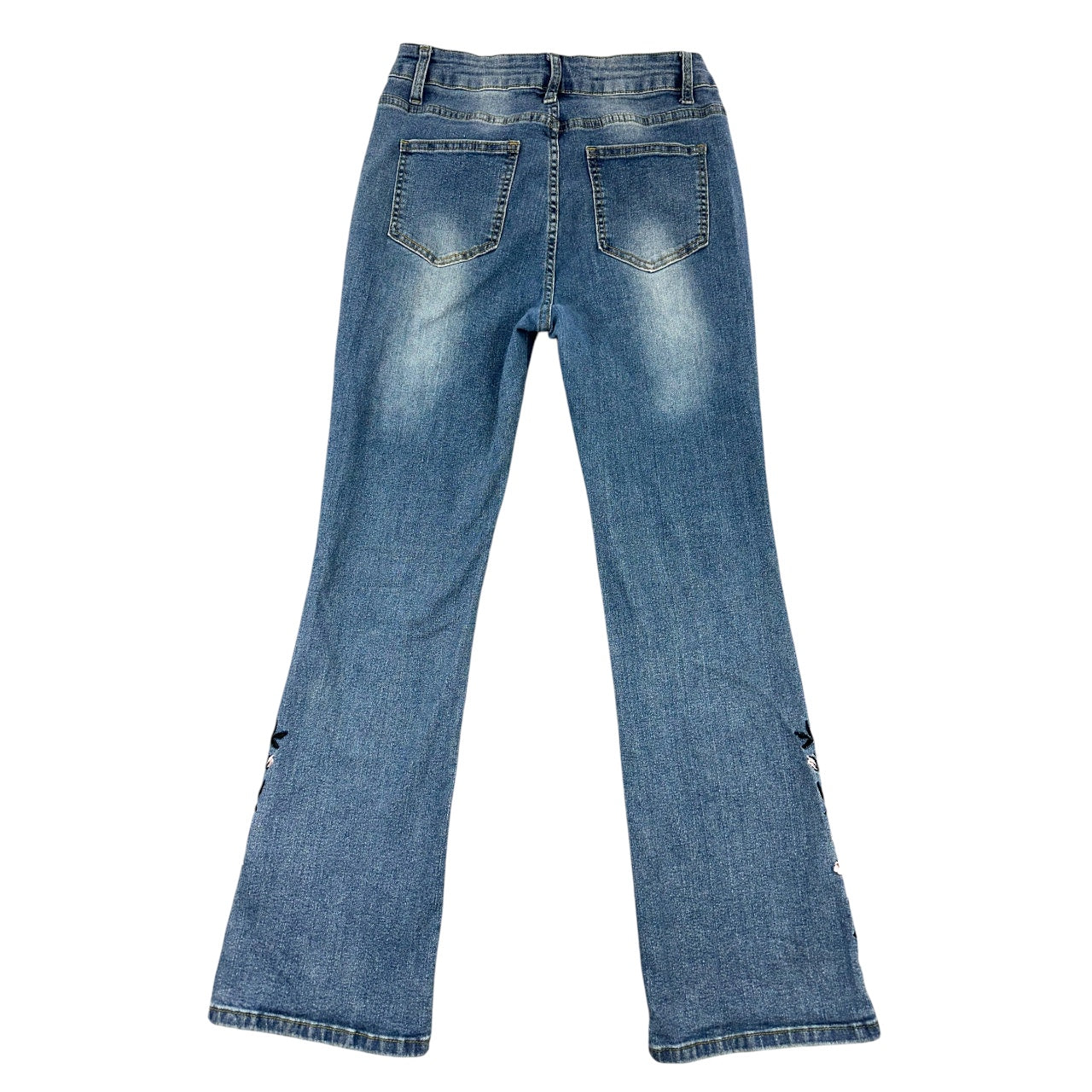Boho Y2K Fairycore Floral Embroidered Flare Jeans