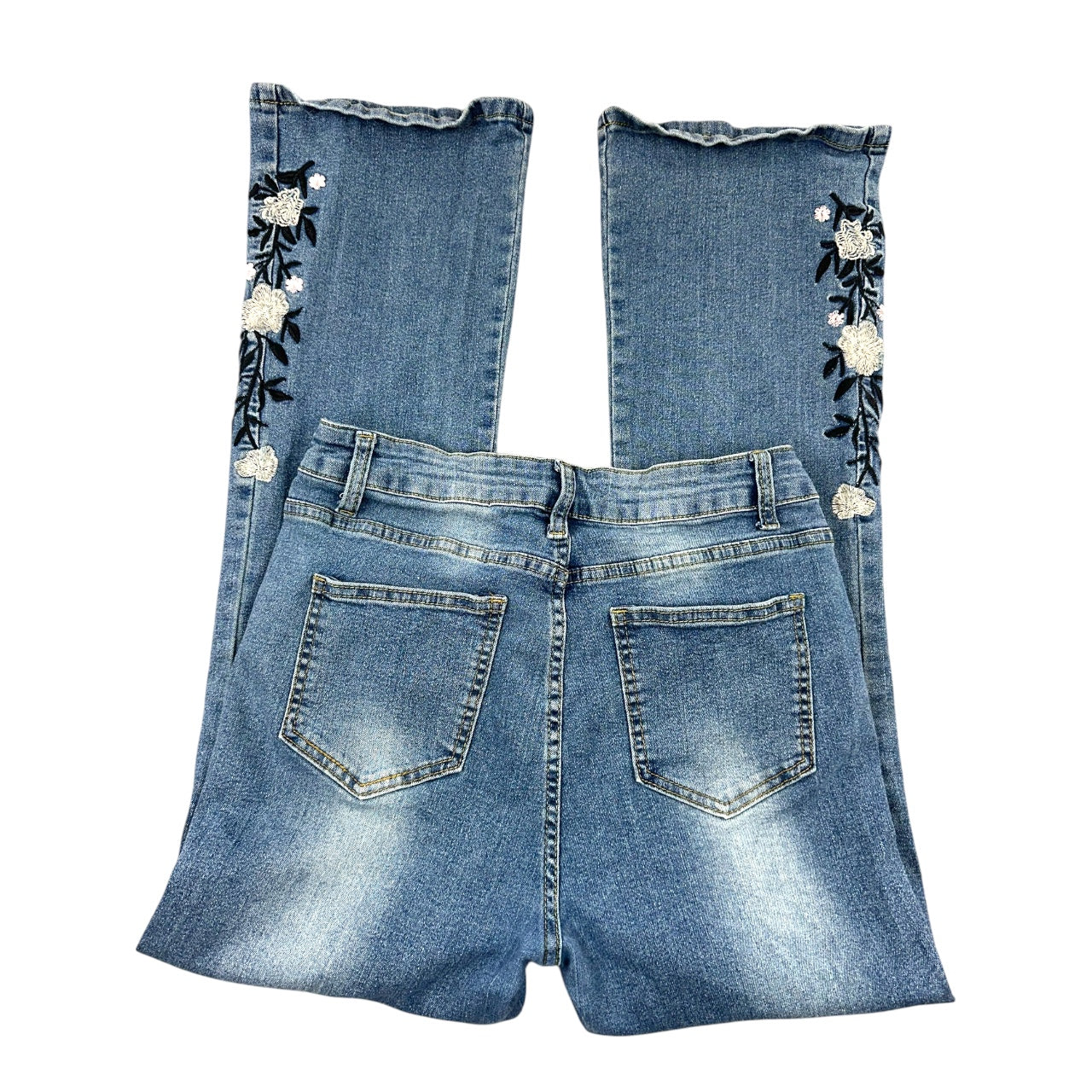 Boho Y2K Fairycore Floral Embroidered Flare Jeans