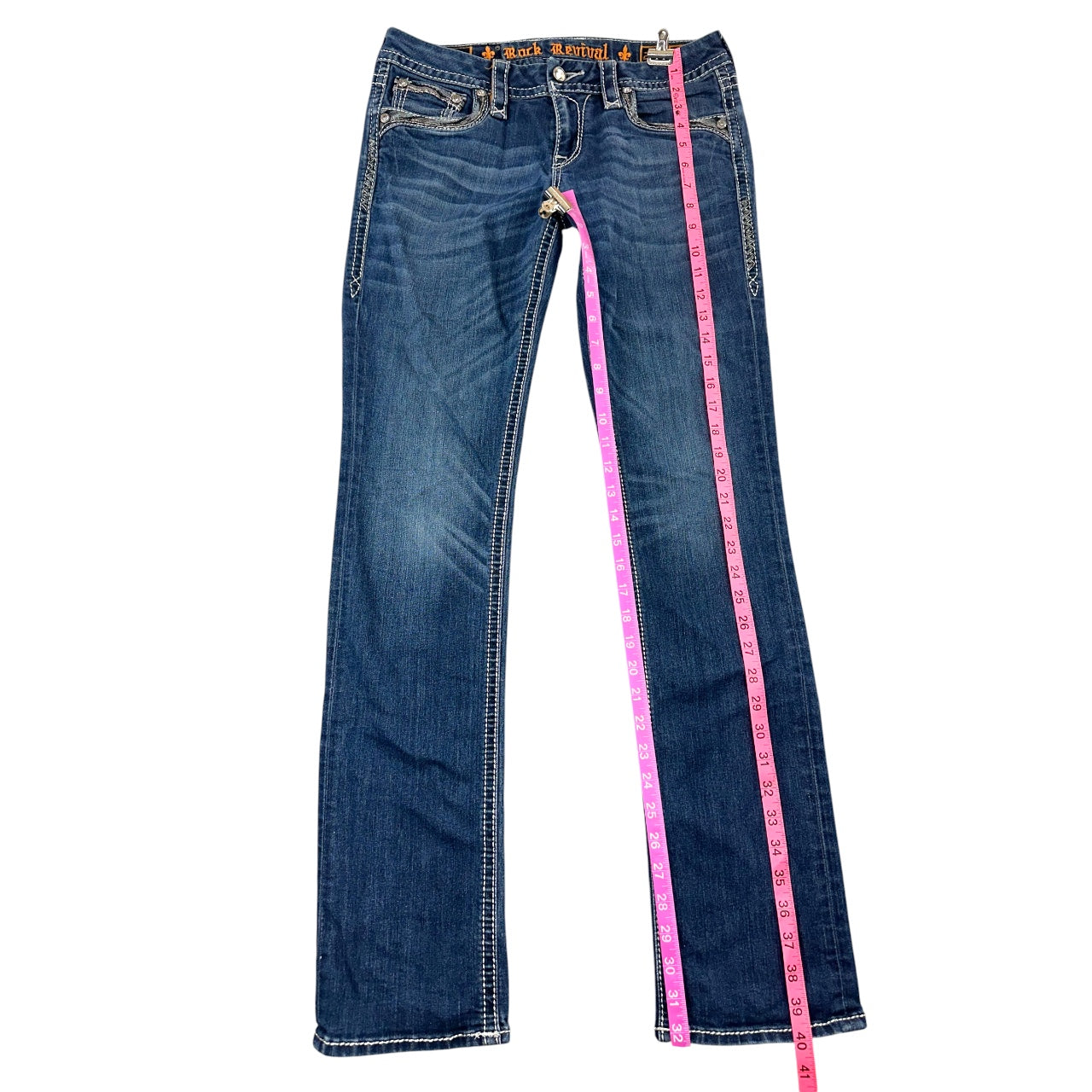Y2K Rhinestone Embellished Rock Revival Deeka Straight Jeans