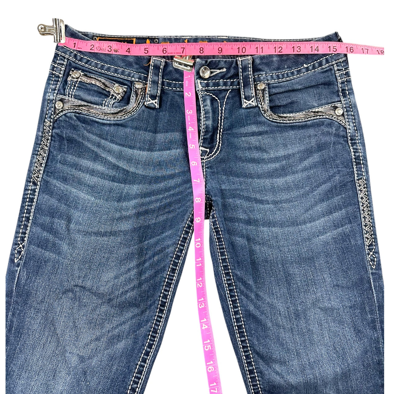 Y2K Rhinestone Embellished Rock Revival Deeka Straight Jeans