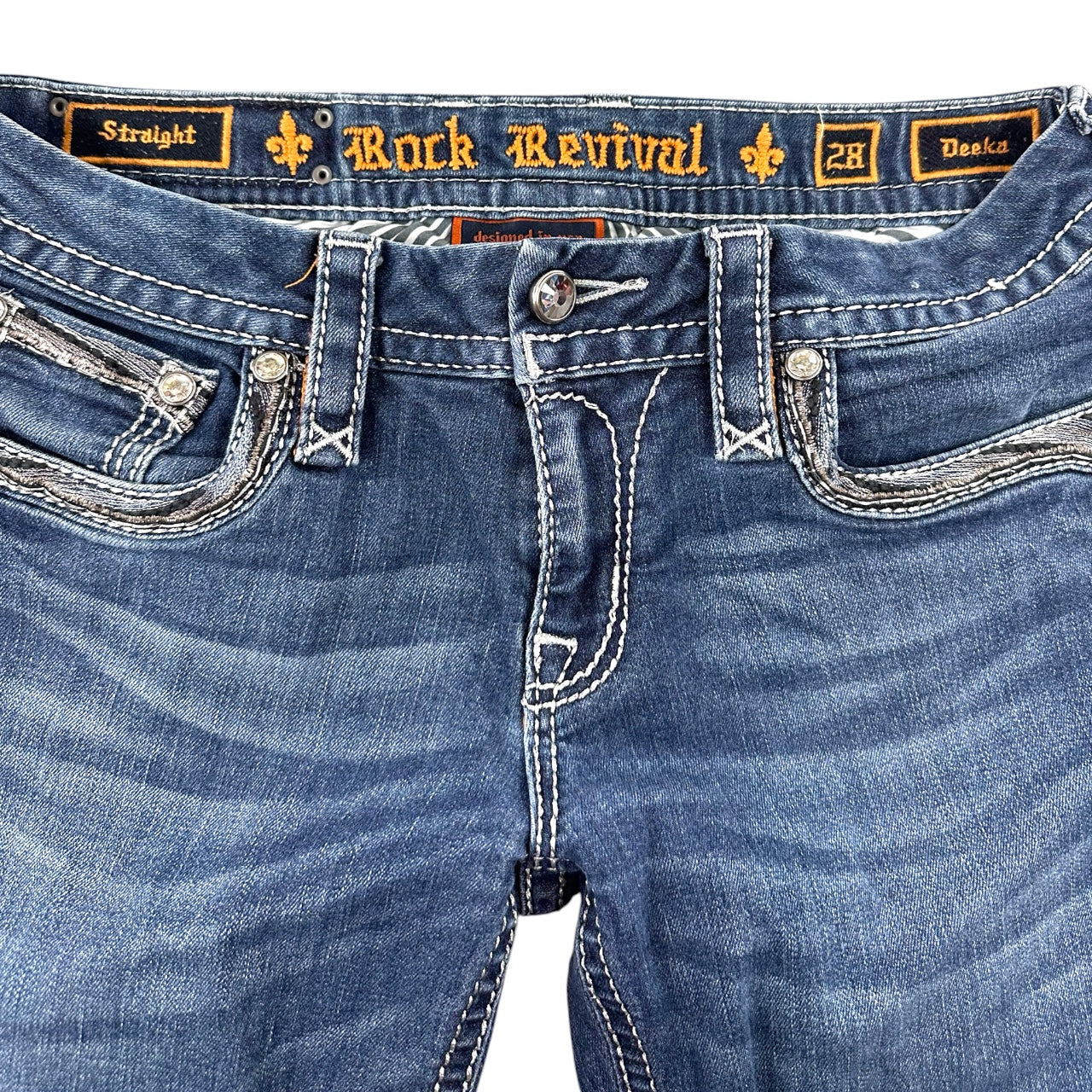Y2K Rhinestone Embellished Rock Revival Deeka Straight Jeans